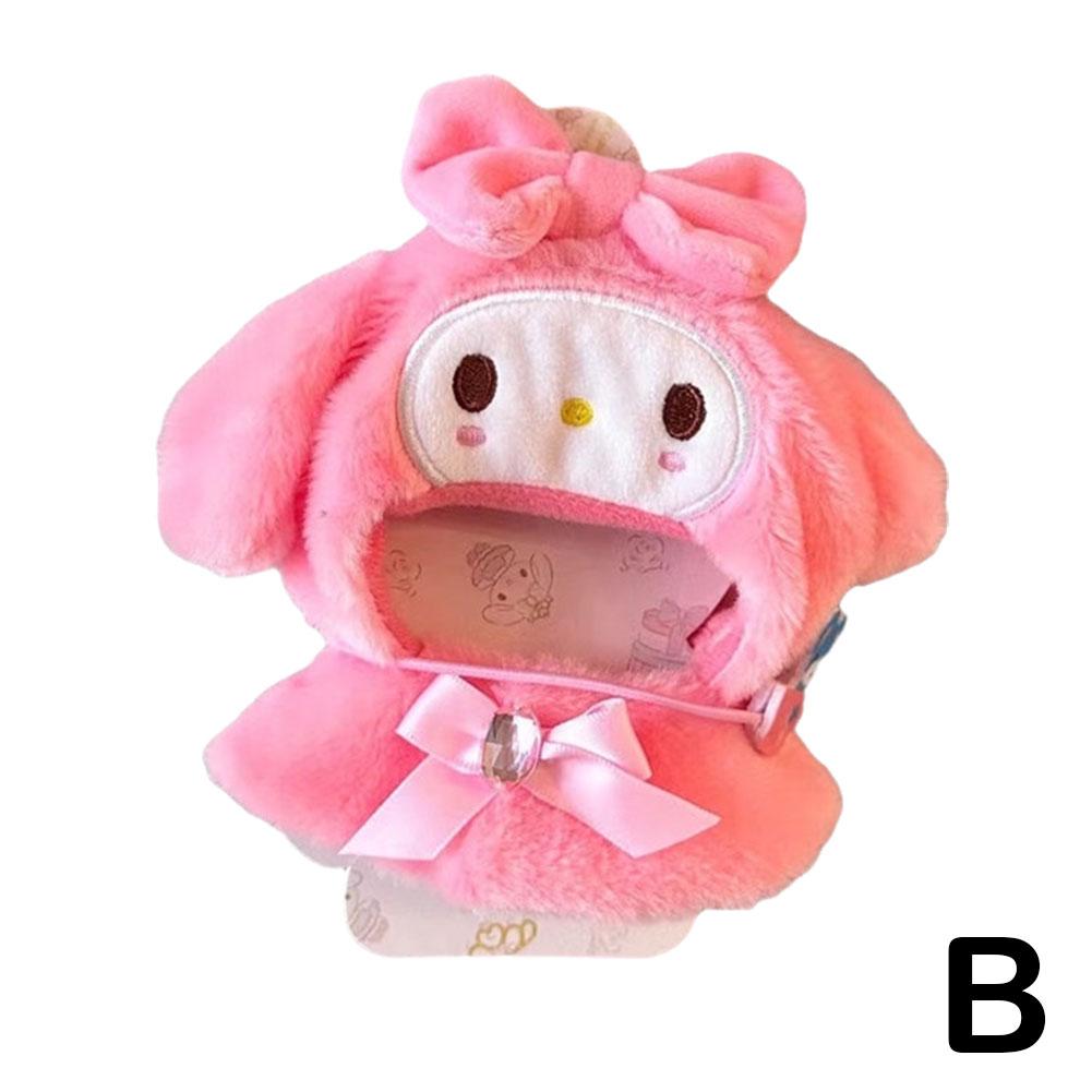 thumbnail image 1 of Bonita perrita de pudín Kuromi Stitch, perrita de peluche con forma de oso de fresa, capa, accesorios de ropa, cadena de cuentas y colgante., 1 of 7