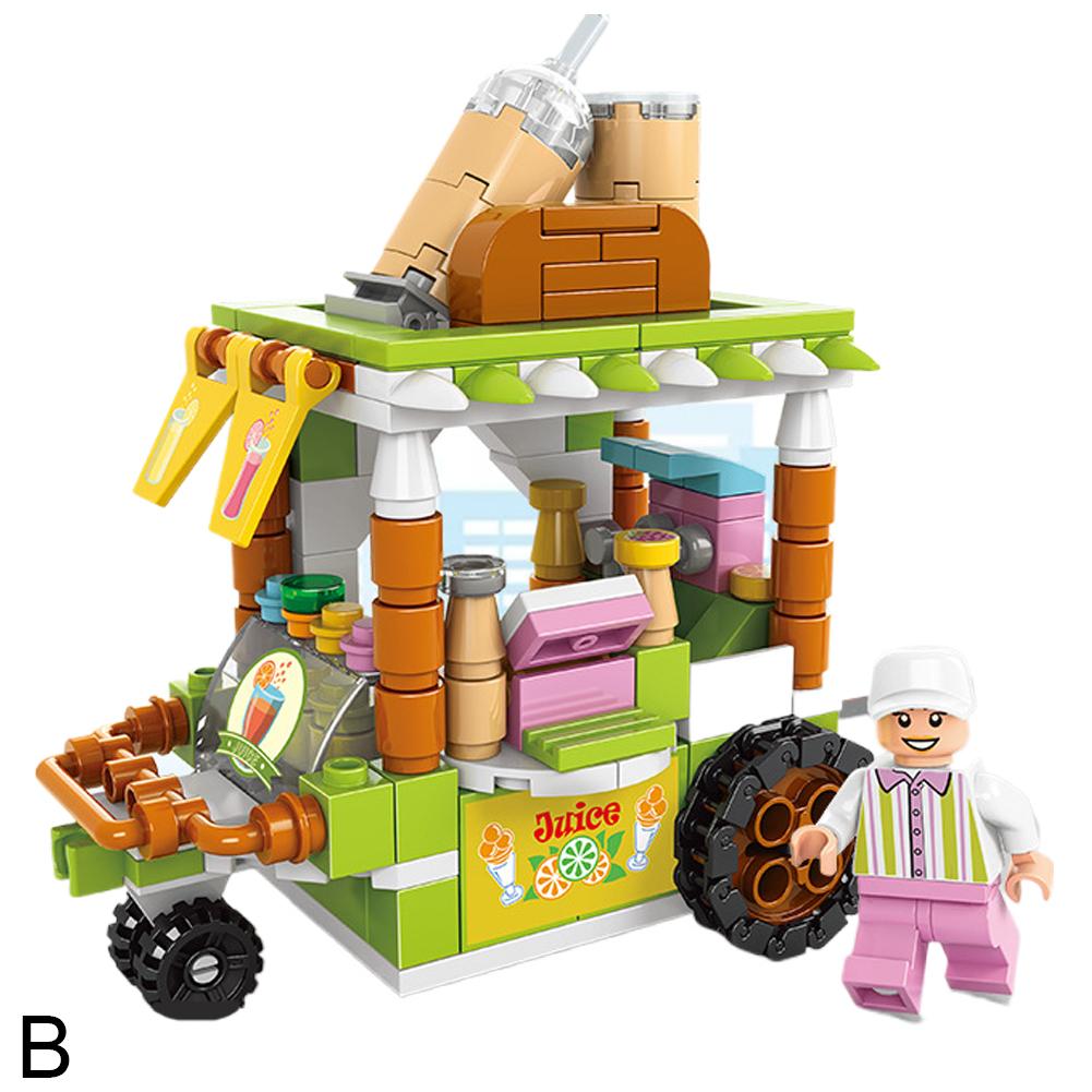 Bloques de construcción de partículas pequeñas compatibles con Street View Snack Street Music, juguetes educativos de ensamblaje aeroespacial para niños y niñas.
