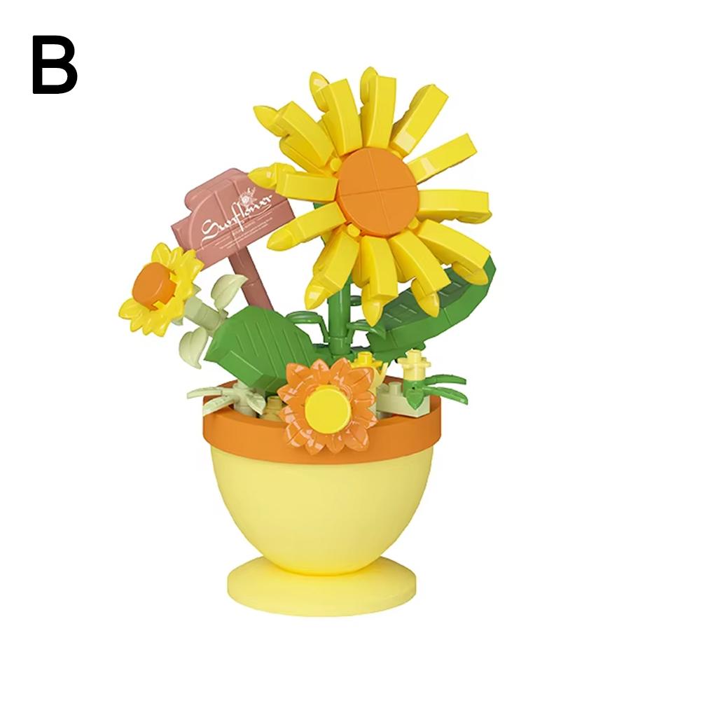 Compatible con Lego Flor Maceta Rosa Eterna Flor Suculenta Micropartículas Adornos de Regalo para Niñas Juguetes Transfronterizos