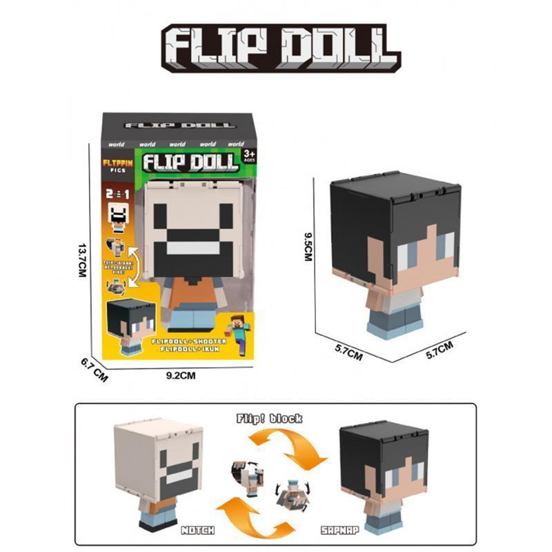 thumbnail image 1 of Figura educativa infantil My World Flip Doll, cubo magnético, Steve Reverse Doll, decoración, 1 of 7