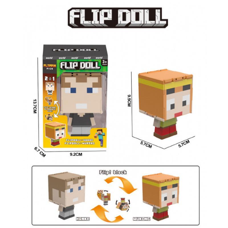 Figura educativa infantil My World Flip Doll, cubo magnético, Steve Reverse Doll, decoración