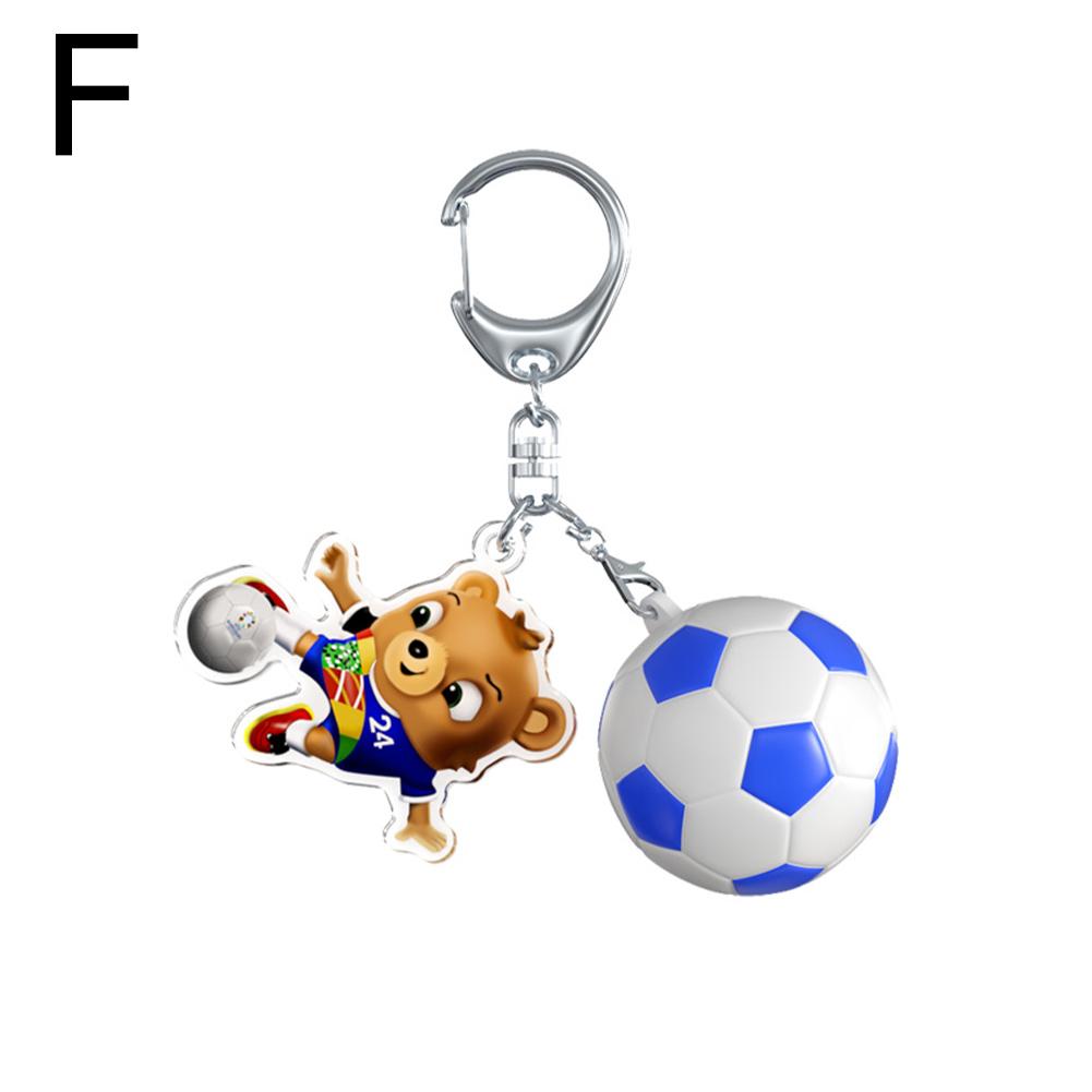thumbnail image 1 of Llavero con la mascota de la Copa de Europa de Alemania, colgante de fútbol mundial, adorno para bolso, regalo para evento, 1 of 7