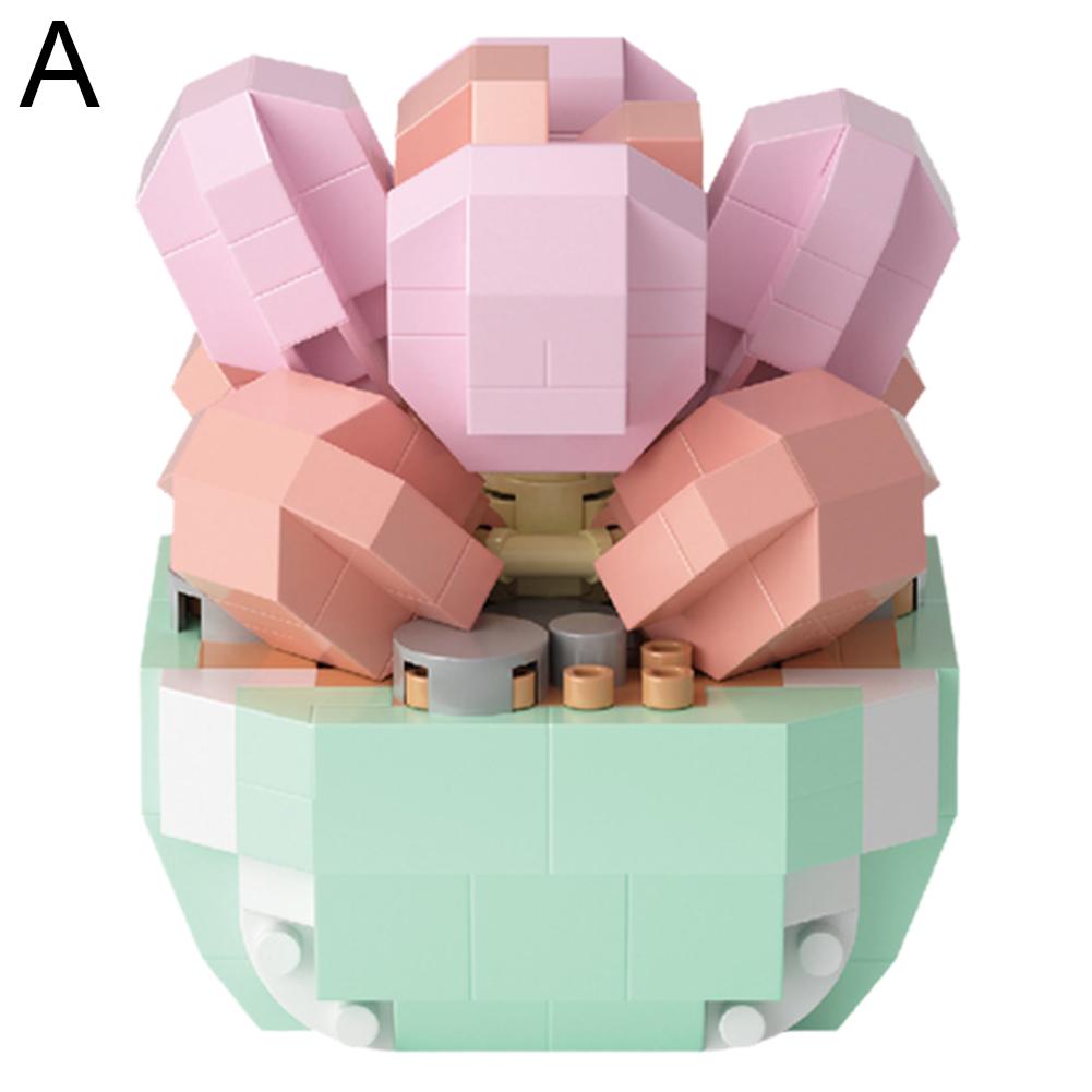 Juguete de flor eterna suculenta, bloques de construcción para ensamblar, adornos, regalo de cumpleaños infantil, compatible con Lego