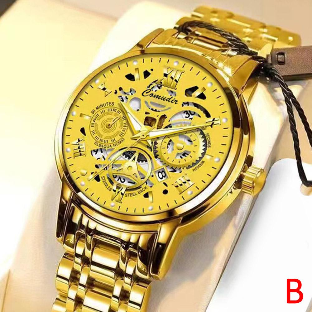 Reloj de cuarzo luminoso para hombre, de alta gama, de lujo y moderno, con hueco romano, combinable con todo.