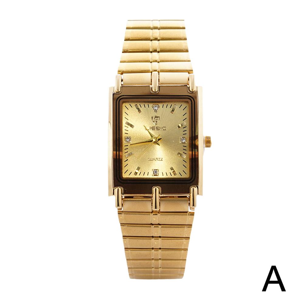 Reloj Liebig Classic Fashion para parejas, pequeño, cuadrado, con correa de acero, ultrafino, dorado, resistente al agua, para hombre y mujer.