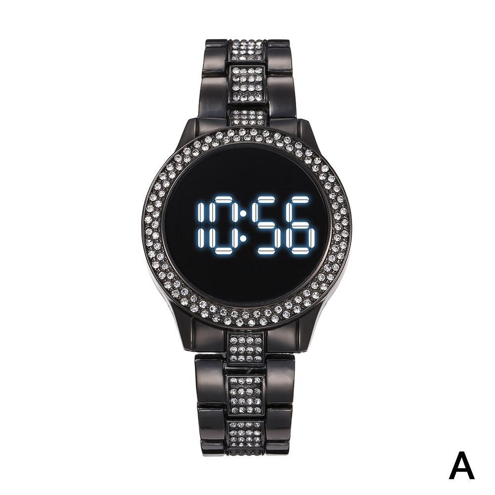 thumbnail image 1 of Reloj electrónico LED de doble fila de diamantes para hombre y mujer, reloj de disco grande para traje europeo y americano., 1 of 7
