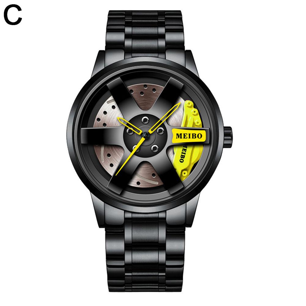 thumbnail image 1 of Reloj de hombre estilo coreano moda personalidad rueda aleación negro acero correa cuarzo reloj hombre, 1 of 7