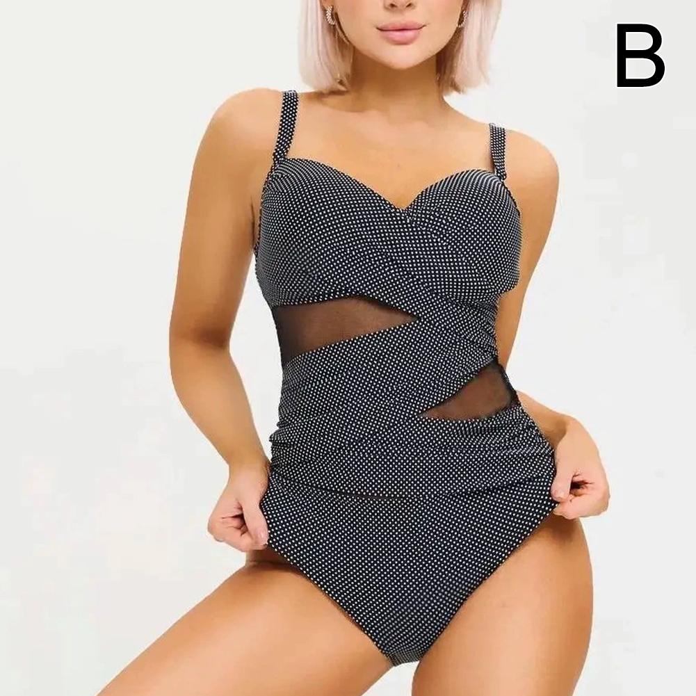 thumbnail image 1 of Traje de baño de una pieza sin espalda con empalme de malla, bolsa rígida de color sólido para mujer, ropa de playa sexy, fabricantes de nailon ruso 2025, 1 of 7