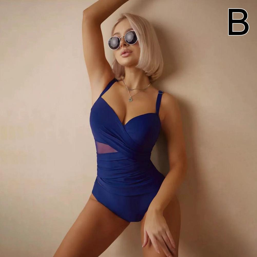thumbnail image 1 of Traje de baño de una pieza sin espalda con empalme de malla, bolsa rígida de color sólido para mujer, ropa de playa sexy, fabricantes de nailon ruso 2025, 1 of 7