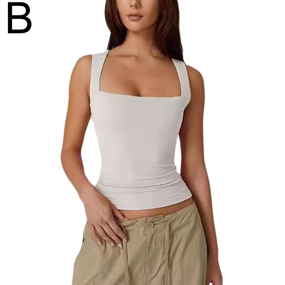 thumbnail image 1 of Camiseta básica ajustada de doble capa sin mangas con cuello cuadrado para mujer de Amazon (2025), 1 of 7